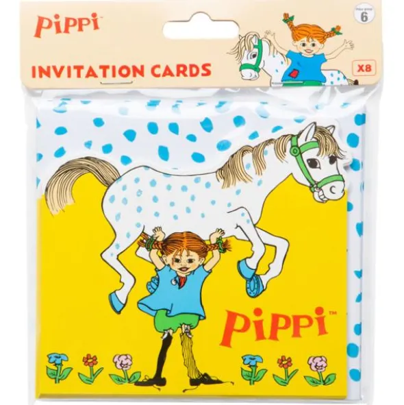 Pippi Inbjudningskort med Kuvert 8-pack
