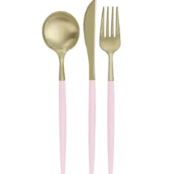 Plastbestick Guld & Rosa 12-pack