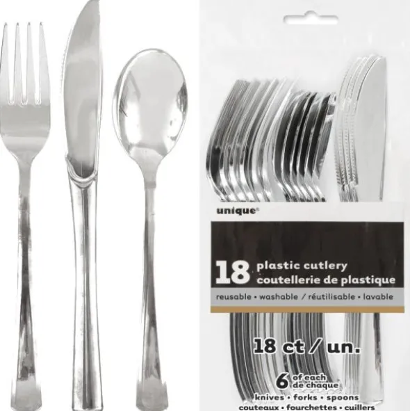 Plastbestick Set Silver