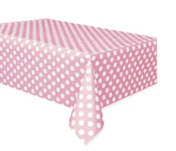 Polka Dot Ljusrosa Bordsduk