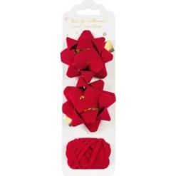 Presentsnöre och Rosetter Set Röd
