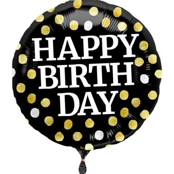 Prickig Happy Birthday Folieballong Svart