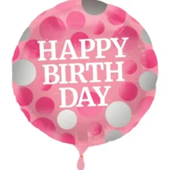 Prickig Happy Birthday Folieballong Rosa