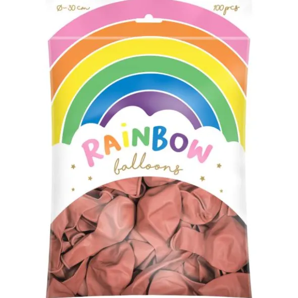 Rainbow Latexballonger Metallic Roséguld 100-pack