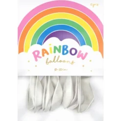 Rainbow Små Latexballonger Metallic Vita