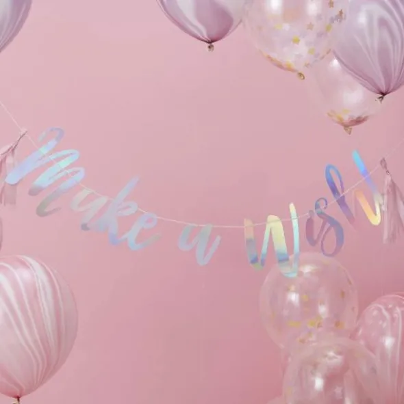 Regnbågsskimrande Banderoll Make a Wish