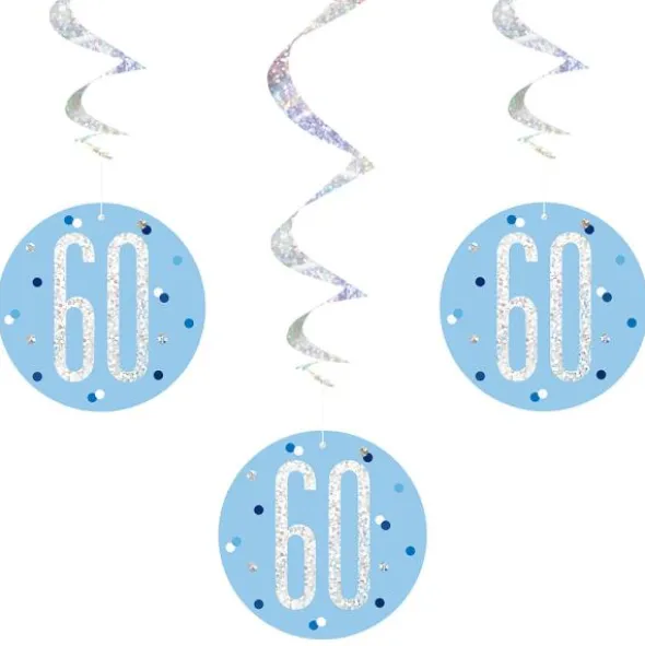 60 år Hängande Swirls Blå & Silver