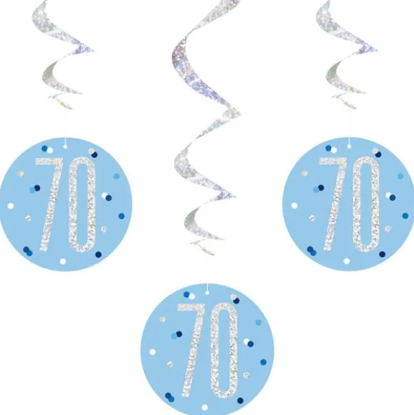 70 år Hängande Swirls Blå & Silver