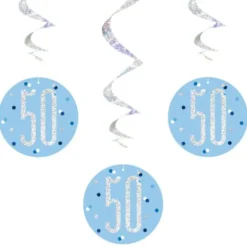 50 år Hängande Swirls Blå & Silver