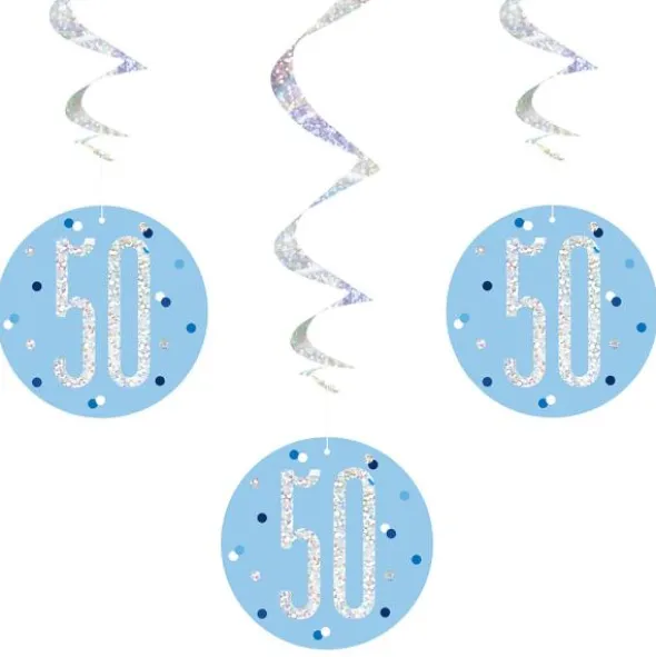 50 år Hängande Swirls Blå & Silver