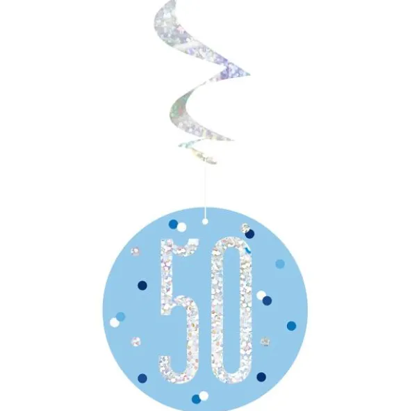 50 år Hängande Swirls Blå & Silver