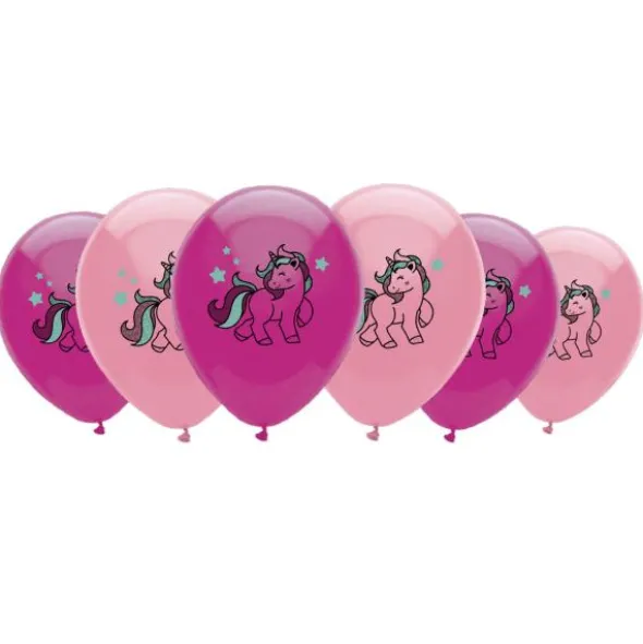 Rosa Latexballonger Enhörning 6-pack