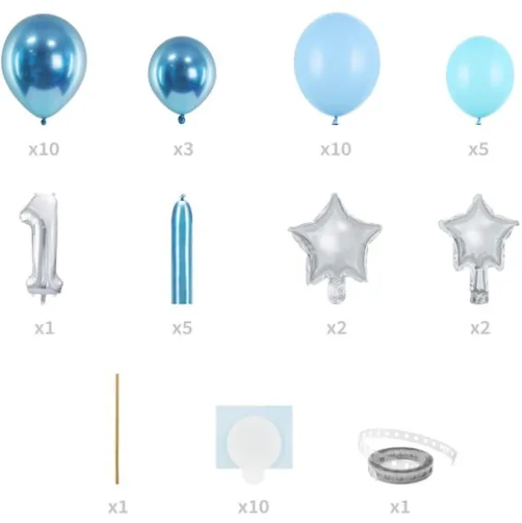 1-års Ballongbukett Silver & Blå