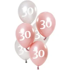 30-års Ballonger Rosa & Silver