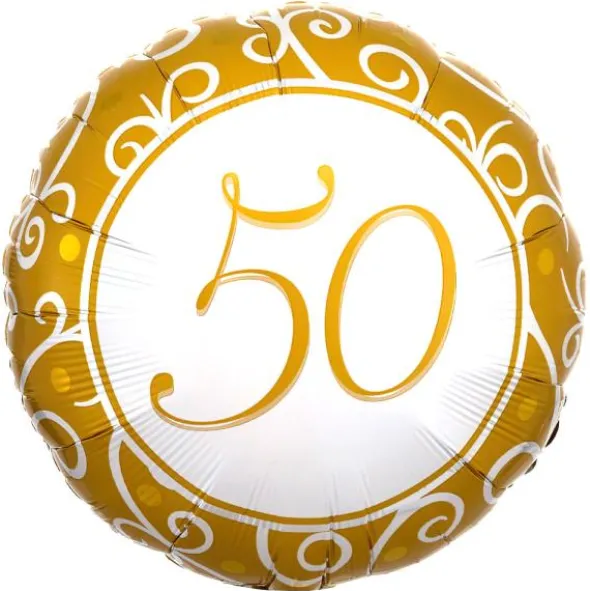 50 Års Folieballong Guld