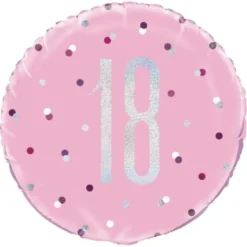 18 Års Folieballong Rosa & Silver