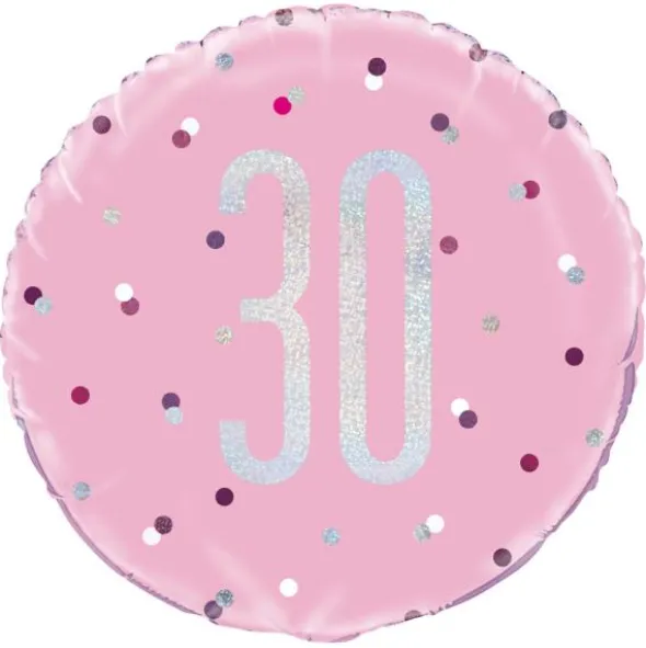 30 Års Folieballong Rosa & Silver