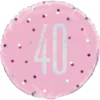 40 Års Folieballong Rosa & Silver