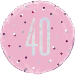 40 Års Folieballong Rosa & Silver