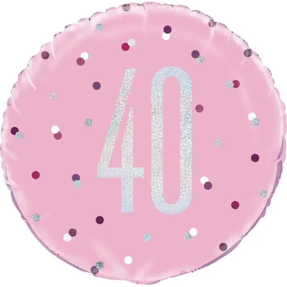 40 Års Folieballong Rosa & Silver