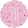 70 Års Folieballong Rosa & Silver