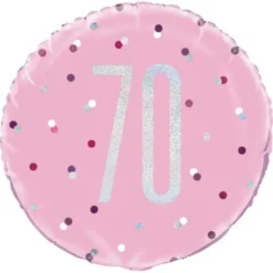 70 Års Folieballong Rosa & Silver