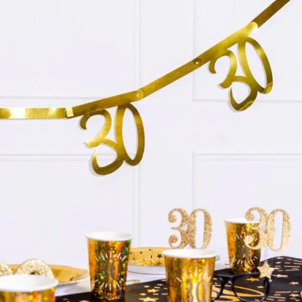 30 års Girlang Metallic Guld