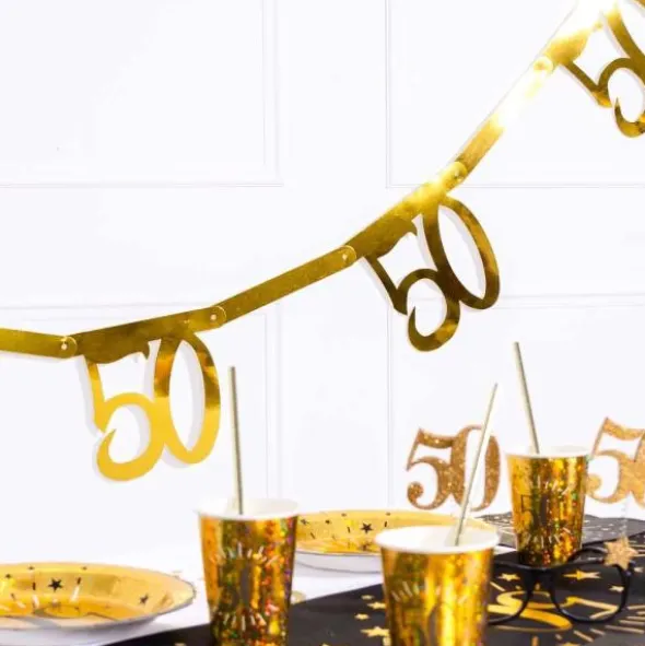 50 års Girlang Metallic Guld