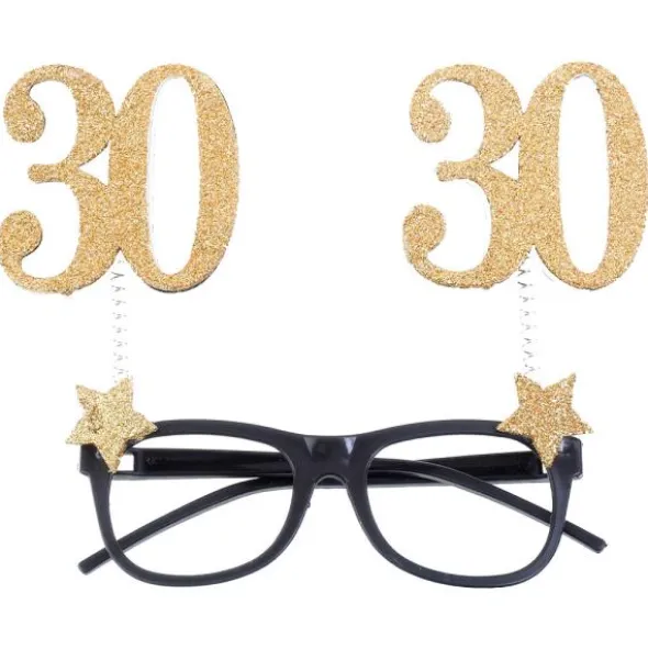 30 Års Glasögon Glitter Guld