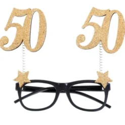 50 Års Glasögon Glitter Guld