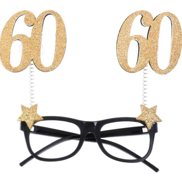 60 Års Glasögon Glitter Guld