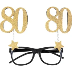 80 Års Glasögon Glitter Guld