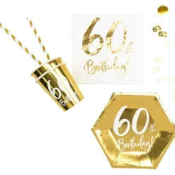 60-års Konfetti Metallic Guld