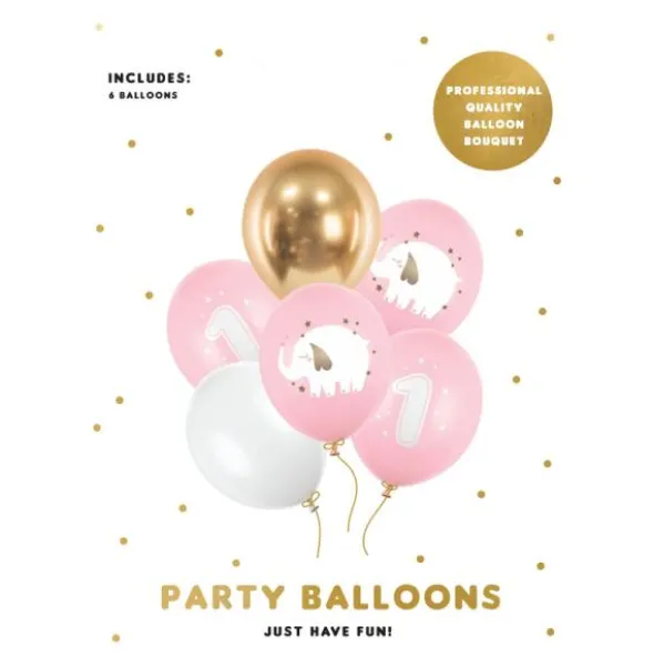 1 års Latexballonger Elefant Ljusrosa Mix