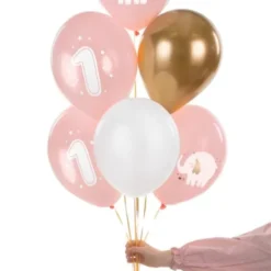 1 års Latexballonger Elefant Ljusrosa Mix