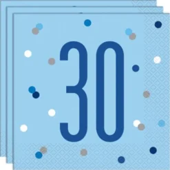 30 Års Servetter Blå