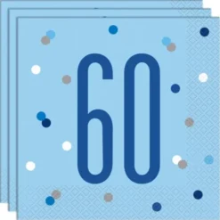 60 Års Servetter Blå