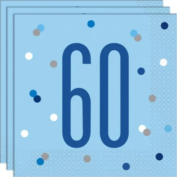 60 Års Servetter Blå
