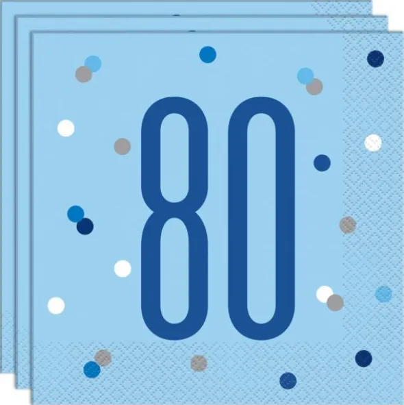 80 Års Servetter Blå