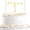 1-Års Tårtdekoration 1st Birthday Guld
