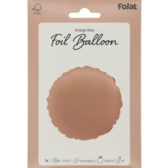 Rund Folieballong Gammalrosa Matt