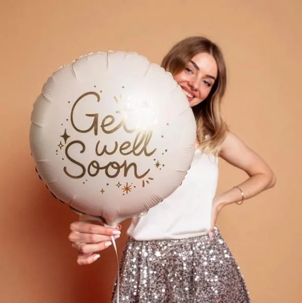 Rund Folieballong Get Well Soon 35 cm