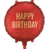 Rund Folieballong Happy Birthday Mörkröd 35 cm