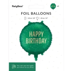 Rund Folieballong Happy Birthday Mörkgrön 35 cm