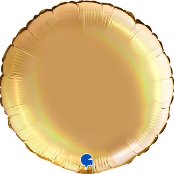 Rund Folieballong Holografisk Platinum Champagne