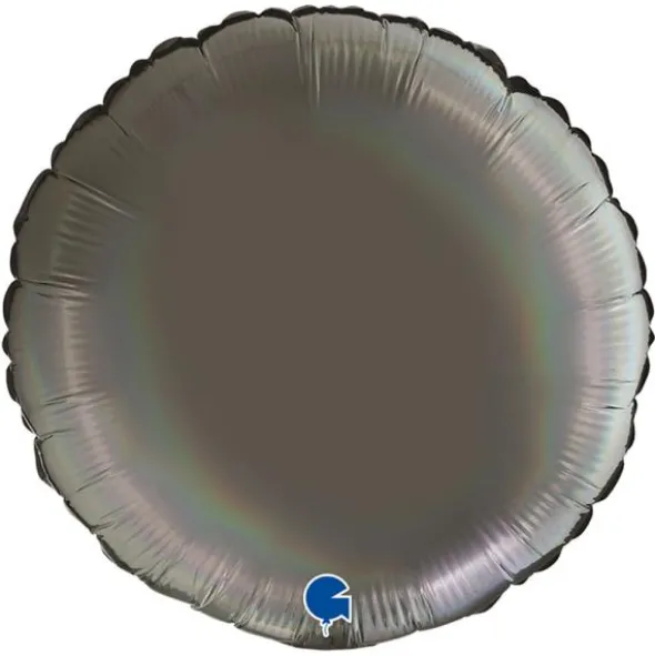 Rund Folieballong Holografisk Platinum Grå