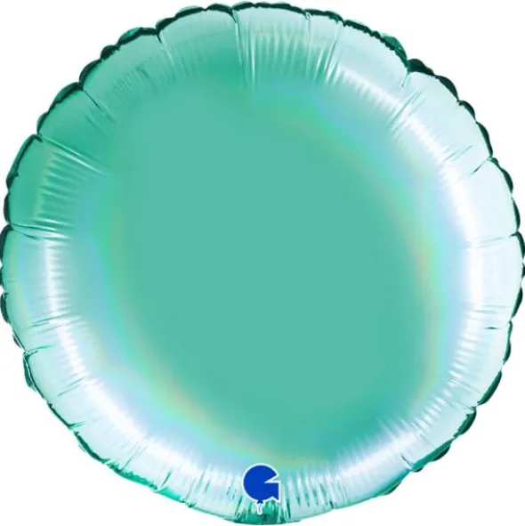 Rund Folieballong Holografisk Platinum Tiffany