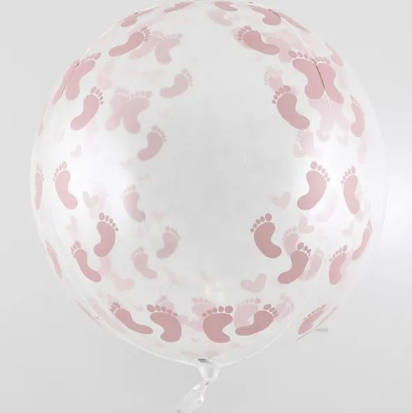 Rund Folieballong med Rosa Fotavtryck