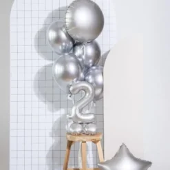 Rund Folieballong Månsilver Matt