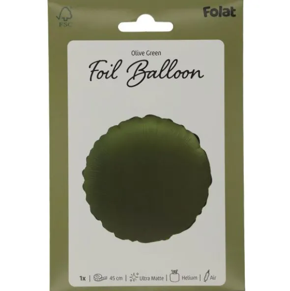 Rund Folieballong Olivgrön Matt